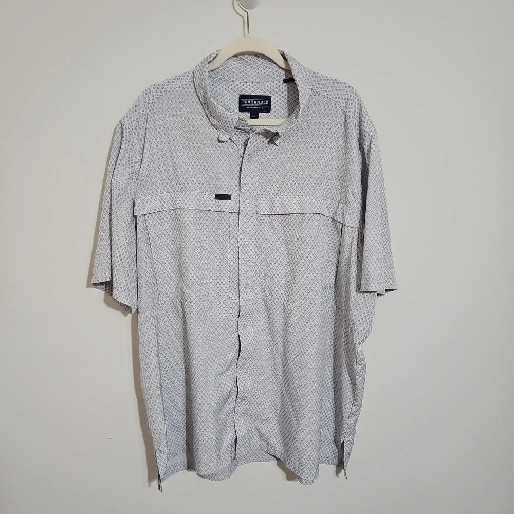 Panhandle Performance Shirt Men's XXL Short Sleeve  Button Down Shirt  Gray